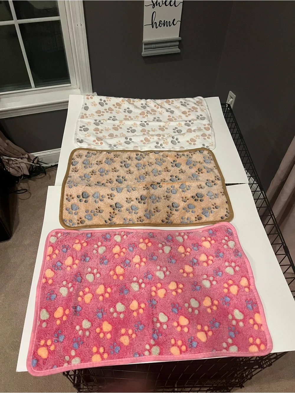 Pack of 3 Warm Pet Blanket Mats NWOT – Small Paw Print Fleece Dog & Cat Blankets - Picture 9 of 10